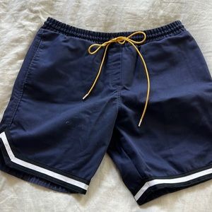 Rhude cotton basketball shorts in navy